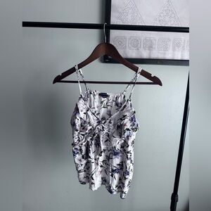 American Eagle Floral Tired Camisole Blouse Size SmallPurple White Multi Color
